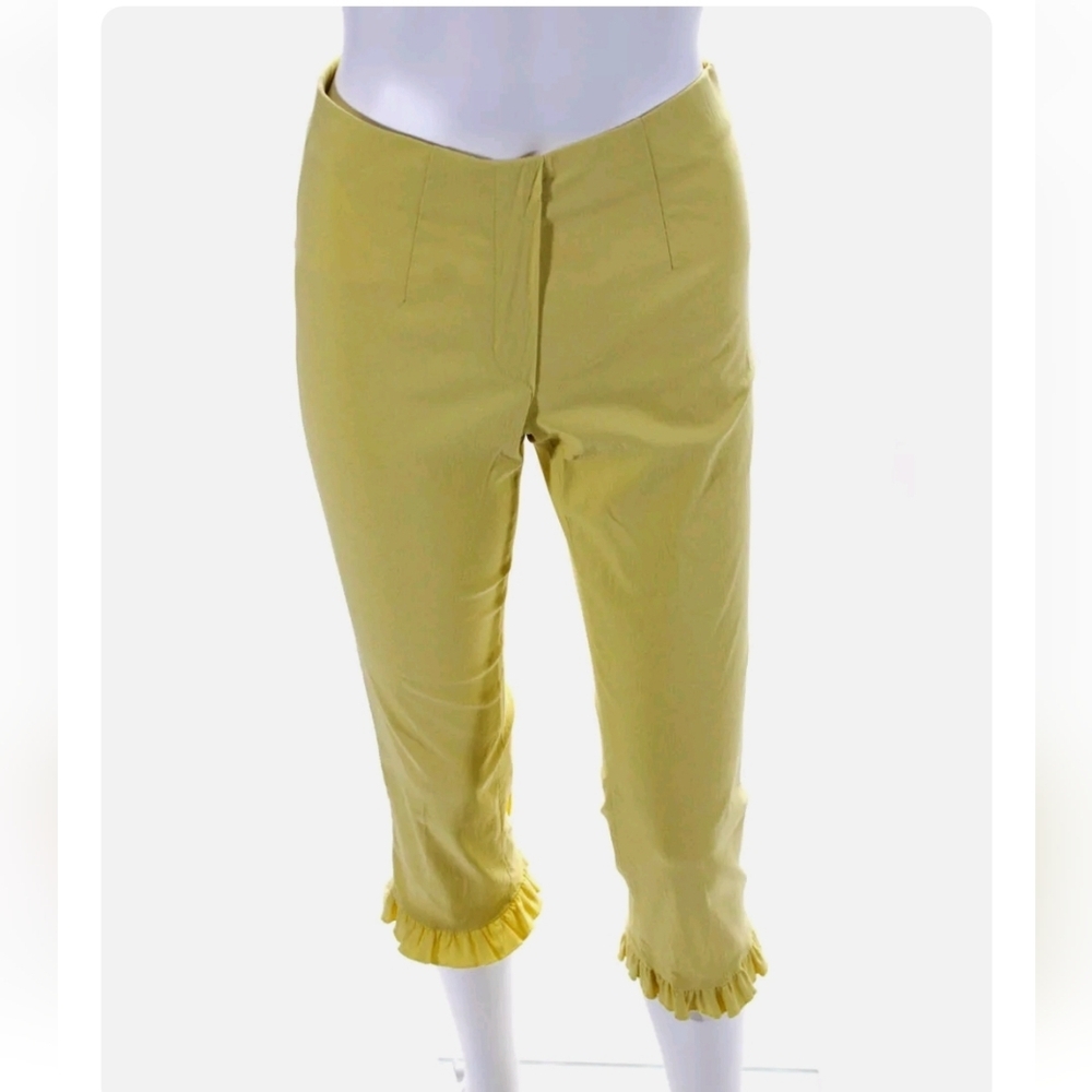 Insight Yellow Ruffle Hem Crop Stretch Pants Size 4